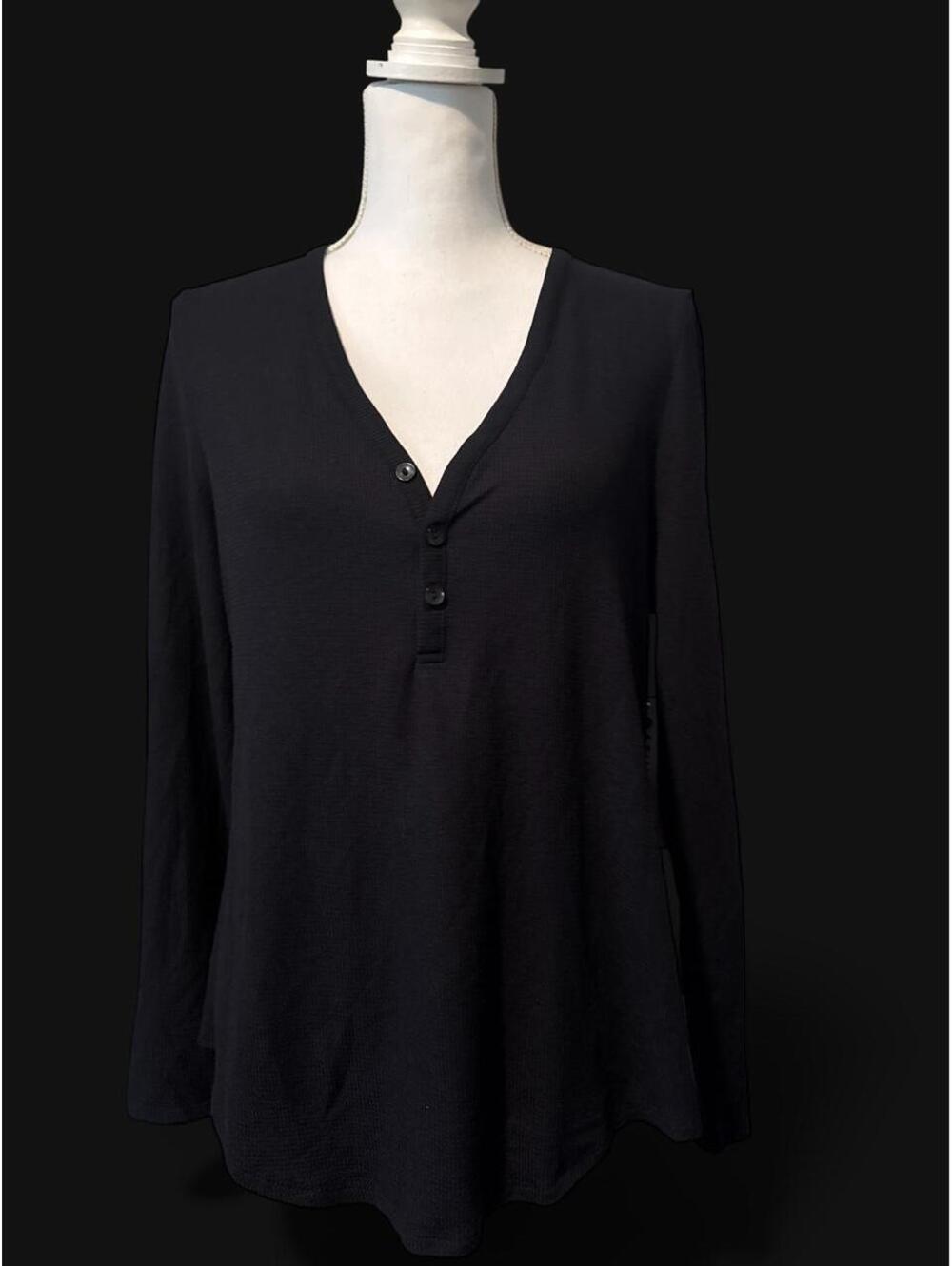 Athleta black henley wind down sleep top size L NWT